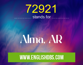 72921 means Alma, AR 72921