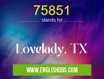 75851 means Lovelady, TX 75851