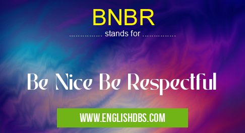 BNBR means Be Nice Be Respectful BNBR