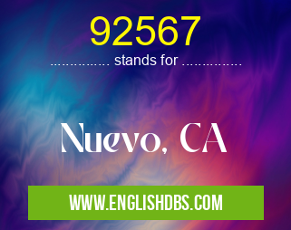 92567 means Nuevo, CA 92567