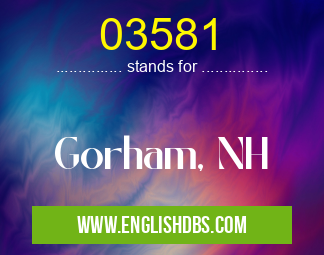 03581 means Gorham, NH 03581