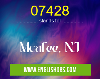 07428 means Mcafee, NJ 07428