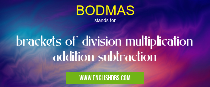 BODMAS means brackets of division multiplication addition subtraction BODMAS