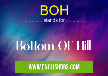 BOH means Bottom Of Hill BOH