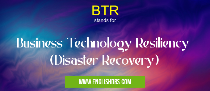 BTR means Business Technology Resiliency (Disaster Recovery) BTR