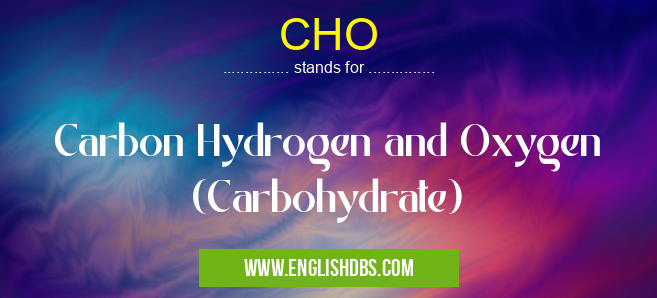CHO means Carbon Hydrogen and Oxygen (Carbohydrate) CHO