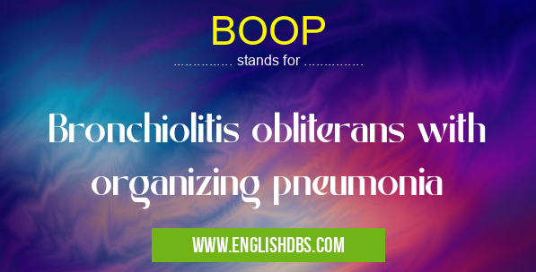BOOP means Bronchiolitis obliterans with organizing pneumonia BOOP