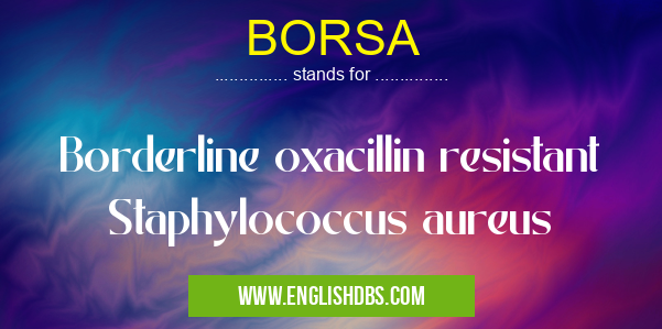 BORSA means Borderline oxacillin resistant Staphylococcus aureus BORSA