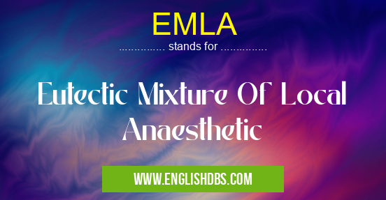 EMLA means Eutectic Mixture Of Local Anaesthetic EMLA