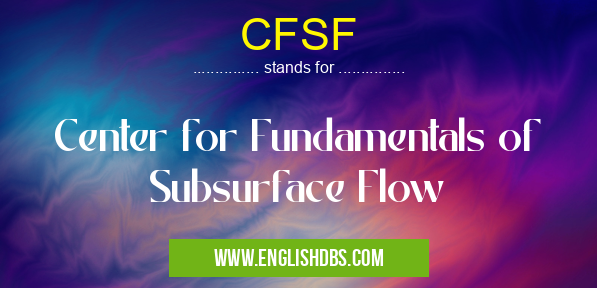 CFSF means Center for Fundamentals of Subsurface Flow CFSF