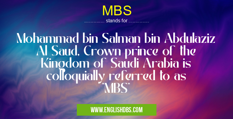 MBS means Mohammad bin Salman bin Abdulaziz Al Saud, Crown prince of the Kingdom of Saudi Arabia is colloquially referred to as "MBS" MBS