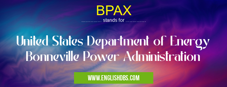 BPAX means United States Department of Energy Bonneville Power Administration BPAX