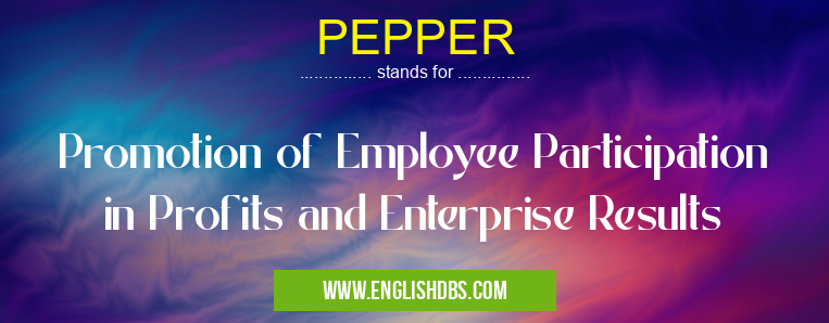 PEPPER means Promotion of Employee Participation in Profits and Enterprise Results PEPPER